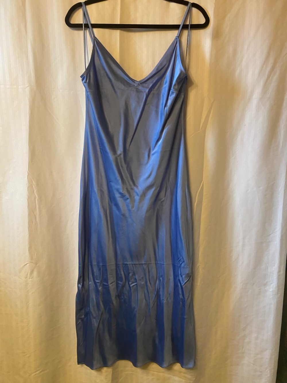 BNWOT Express Satin Slip Midi Dress in Shimmering Periwinkle Blue Size Medium